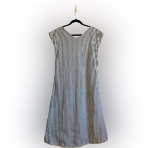 Nautical Blue White Striped Midi Dress | Size L | Classic Summer Style